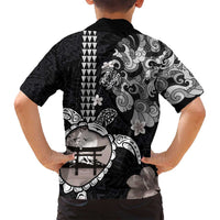 Hawaiian and Japanese Together Family Matching Summer Maxi Dress and Hawaiian Shirt Japanese Culture and Turtle Kakau Tattoo Black Color LT03 - Polynesian Pride