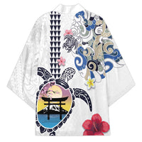Hawaiian and Japanese Together Kimono Japanese Culture and Turtle Kakau Tattoo White Color - Polynesian Pride