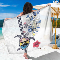 Hawaiian and Japanese Together Sarong Japanese Culture and Turtle Kakau Tattoo White Color