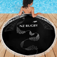 New Zealand Rugby Beach Blanket Aotearoa Armour Blacks Silver Ferns - Polynesian Pride