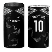 New Zealand Rugby Custom 4 in 1 Can Cooler Tumbler Aotearoa Armour Blacks Silver Ferns - Polynesian Pride
