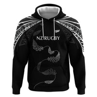New Zealand Rugby Custom Hoodie Aotearoa Armour Blacks Silver Ferns - Polynesian Pride