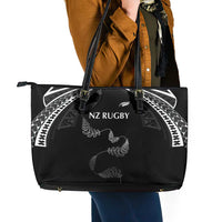 New Zealand Rugby Leather Tote Bag Aotearoa Armour Blacks Silver Ferns - Polynesian Pride