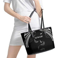 New Zealand Rugby Leather Tote Bag Aotearoa Armour Blacks Silver Ferns - Polynesian Pride