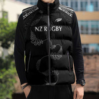 New Zealand Rugby Custom Sleeveless Puffer Jacket Aotearoa Armour Blacks Silver Ferns - Polynesian Pride