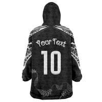 New Zealand Rugby Custom Wearable Blanket Hoodie Aotearoa Armour Blacks Silver Ferns - Polynesian Pride