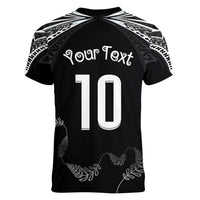 New Zealand Rugby Custom Women V-Neck T-Shirt Aotearoa Armour Blacks Silver Ferns - Polynesian Pride