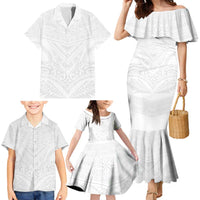 Tonga White Sunday Family Matching Mermaid Dress and Hawaiian Shirt Tongan Tribal Heritage Tattoos - Polynesian Pride