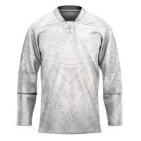 Tonga White Sunday Hockey Jersey Tongan Tribal Heritage Tattoos - Polynesian Pride