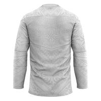 Tonga White Sunday Hockey Jersey Tongan Tribal Heritage Tattoos - Polynesian Pride