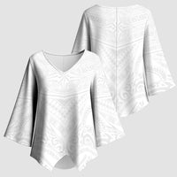 Tonga White Sunday Kimono Sleeve Blouse Tongan Tribal Heritage Tattoos - Polynesian Pride