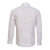 Tonga White Sunday Long Sleeve Button Shirt Tongan Tribal Heritage Tattoos - Polynesian Pride