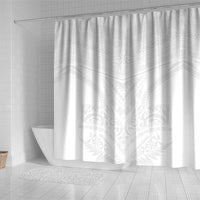 Tonga White Sunday Shower Curtain Tongan Tribal Heritage Tattoos - Polynesian Pride