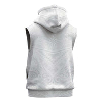 Tonga White Sunday Sleeveless Zip Hoodie Tongan Tribal Heritage Tattoos - Polynesian Pride
