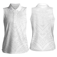 Tonga White Sunday Women Sleeveless Polo Shirt Tongan Tribal Heritage Tattoos - Polynesian Pride