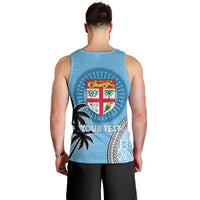 Personalised Fiji Men Tank Top Tapa Pattern Fijian Coat of Arms and Palm Tree LT03 - Polynesian Pride