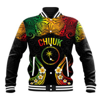 Personalised Chuuk Independence Day Baseball Jacket Polynesian Tattoo and Plumeria Reggae Color LT03 Unisex Reggae - Polynesian Pride