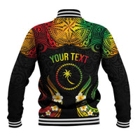 Personalised Chuuk Independence Day Baseball Jacket Polynesian Tattoo and Plumeria Reggae Color LT03 - Polynesian Pride