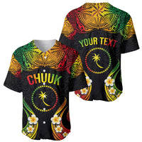 Personalised Chuuk Independence Day Baseball Jersey Polynesian Tattoo and Plumeria Reggae Color