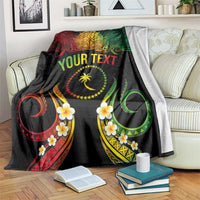 Personalised Chuuk Independence Day Blanket Polynesian Tattoo and Plumeria Reggae Color LT03 Reggae - Polynesian Pride