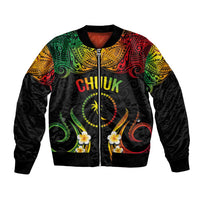 Personalised Chuuk Independence Day Bomber Jacket Polynesian Tattoo and Plumeria Reggae Color LT03 Unisex Reggae - Polynesian Pride