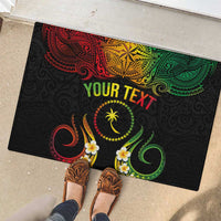 Personalised Chuuk Independence Day Rubber Doormat Polynesian Tattoo and Plumeria Reggae Color LT03 - Polynesian Pride