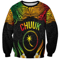 Personalised Chuuk Independence Day Sweatshirt Polynesian Tattoo and Plumeria Reggae Color LT03 Unisex Reggae - Polynesian Pride