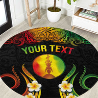 Personalised New Caledonia Independence Day Round Carpet Polynesian Tattoo and Plumeria Reggae Color LT03 Reggae - Polynesian Pride
