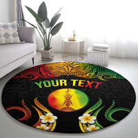 Personalised New Caledonia Independence Day Round Carpet Polynesian Tattoo and Plumeria Reggae Color LT03 - Polynesian Pride