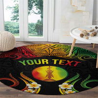 Personalised New Caledonia Independence Day Round Carpet Polynesian Tattoo and Plumeria Reggae Color LT03 - Polynesian Pride