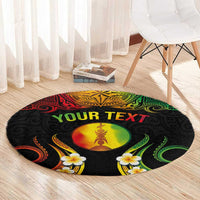 Personalised New Caledonia Independence Day Round Carpet Polynesian Tattoo and Plumeria Reggae Color LT03 - Polynesian Pride