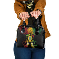 Personalised Tuvalu Independence Day Shoulder Handbag Polynesian Tattoo and Plumeria Reggae Color LT03 One Size Reggae - Polynesian Pride