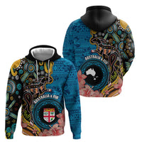 Fiji and Australia Kangaroos Hoodie Indigenous Aboriginal and Fijian Masi Tribal Tattoo