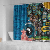 Fiji and Australia Kangaroos Shower Curtain Indigenous Aboriginal and Fijian Masi Tribal Tattoo