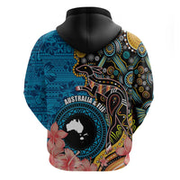 Fiji and Australia Kangaroos Zip Hoodie Indigenous Aboriginal and Fijian Masi Tribal Tattoo LT03 - Polynesian Pride