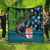 Fiji and New Zealand Tui Bird Quilt Koru Fern Leafs and Palm Tree With Plumeria