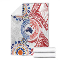 Tongan and Australian Culture Together Blanket Ngatu Art Tribal Aboriginal Tattoo Pattern - Polynesian Pride