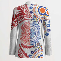 Tongan and Australian Culture Together Blazer Ngatu Art Tribal Aboriginal Tattoo Pattern - Polynesian Pride