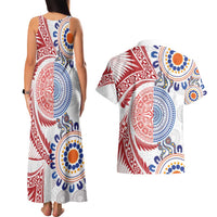 Tongan and Australian Culture Together Couples Matching Tank Maxi Dress and Hawaiian Shirt Ngatu Art Tribal Aboriginal Tattoo Pattern - Polynesian Pride