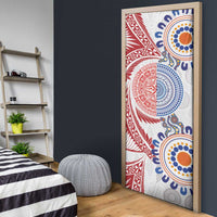 Tongan and Australian Culture Together Door Cover Ngatu Art Tribal Aboriginal Tattoo Pattern - Polynesian Pride