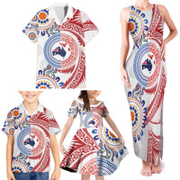 Tongan and Australian Culture Together Family Matching Tank Maxi Dress and Hawaiian Shirt Ngatu Art Tribal Aboriginal Tattoo Pattern - Polynesian Pride