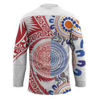 Tongan and Australian Culture Together Hockey Jersey Ngatu Art Tribal Aboriginal Tattoo Pattern - Polynesian Pride
