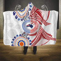 Tongan and Australian Culture Together Hooded Blanket Ngatu Art Tribal Aboriginal Tattoo Pattern - Polynesian Pride