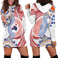 Tongan and Australian Culture Together Hoodie Dress Ngatu Art Tribal Aboriginal Tattoo Pattern - Polynesian Pride