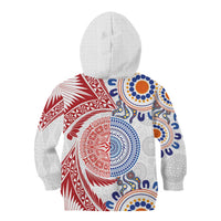 Tongan and Australian Culture Together Kid Hoodie Ngatu Art Tribal Aboriginal Tattoo Pattern - Polynesian Pride