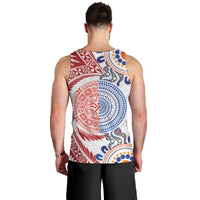 Tongan and Australian Culture Together Men Tank Top Ngatu Art Tribal Aboriginal Tattoo Pattern - Polynesian Pride