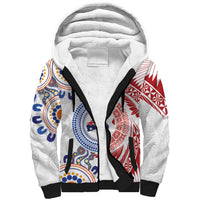 Tongan and Australian Culture Together Sherpa Hoodie Ngatu Art Tribal Aboriginal Tattoo Pattern - Polynesian Pride