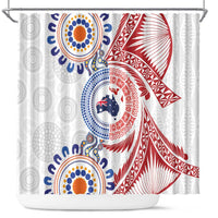 Tongan and Australian Culture Together Shower Curtain Ngatu Art Tribal Aboriginal Tattoo Pattern - Polynesian Pride