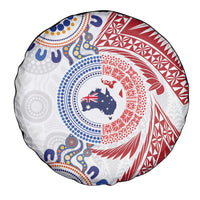 Tongan and Australian Culture Together Spare Tire Cover Ngatu Art Tribal Aboriginal Tattoo Pattern - Polynesian Pride