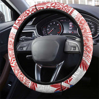 Tongan and Australian Culture Together Steering Wheel Cover Ngatu Art Tribal Aboriginal Tattoo Pattern - Polynesian Pride